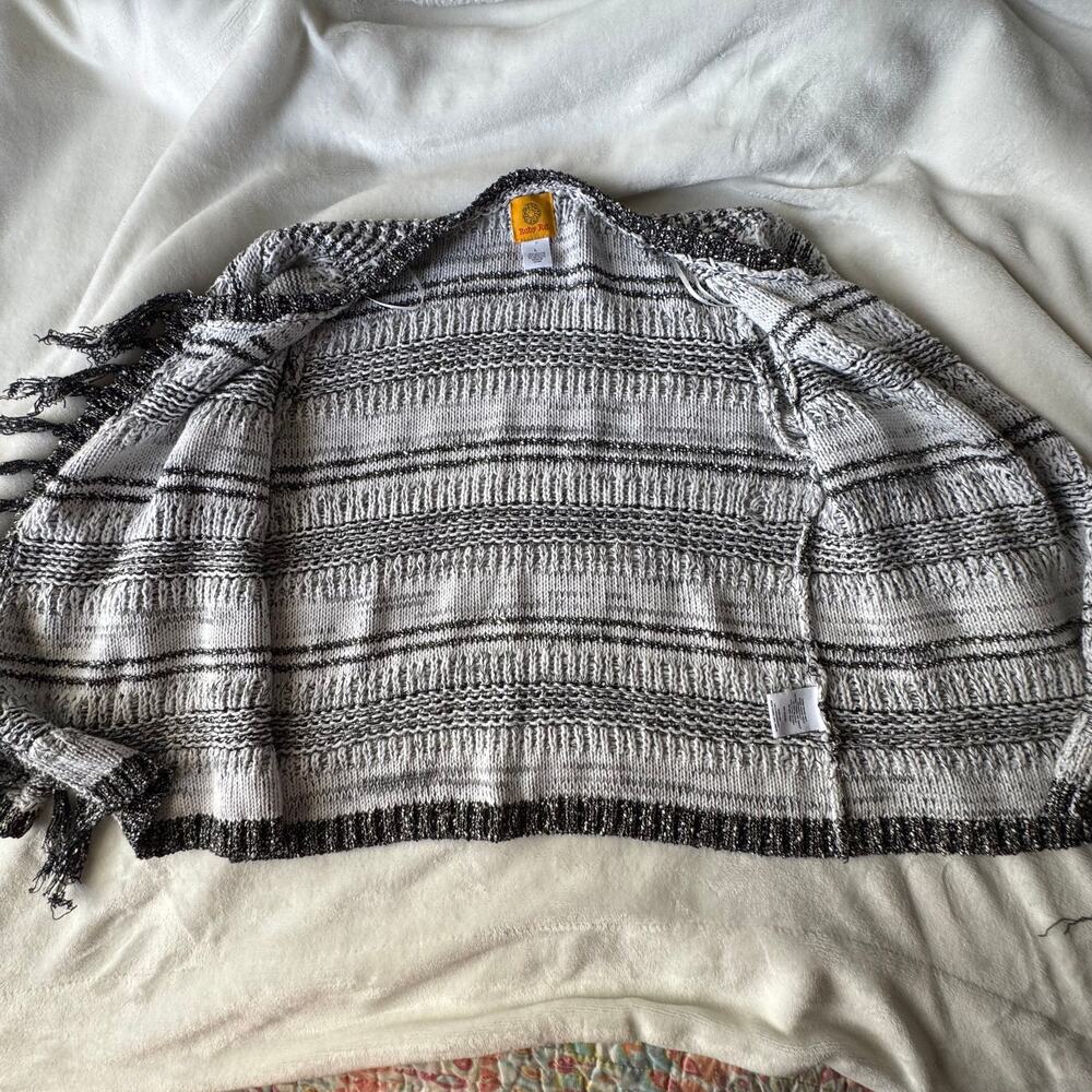 Ruby Rd Black, White And Metallic Open Cardigan S… - image 8